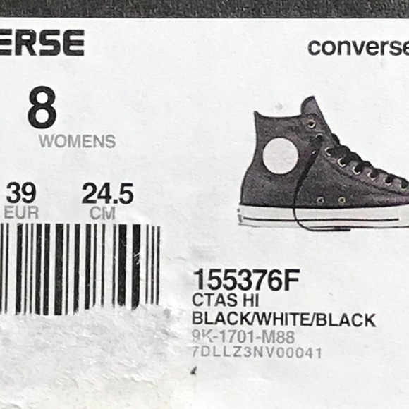 Converse CTAS Hi Black White Black Shoes - Picture 7 of 7